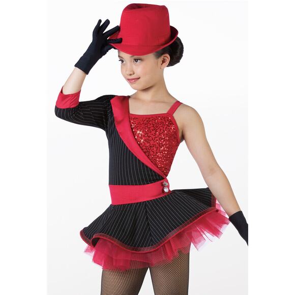 Dance Costume Medium Child Red Weissman 14762 Jazz Sequin